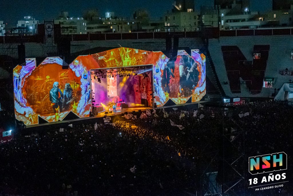 Foto del recital de La Renga en el Estadio de Huracán durante su gira "Totalmente Poseídos" en Buenos Aires, junio de 2024.