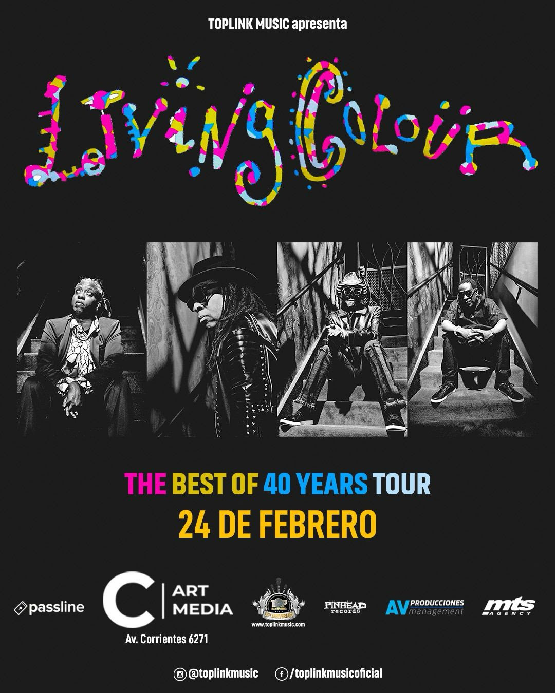 Living Colour en vivo celebrando sus 40 años de carrera durante su gira latinoamericana 2026.