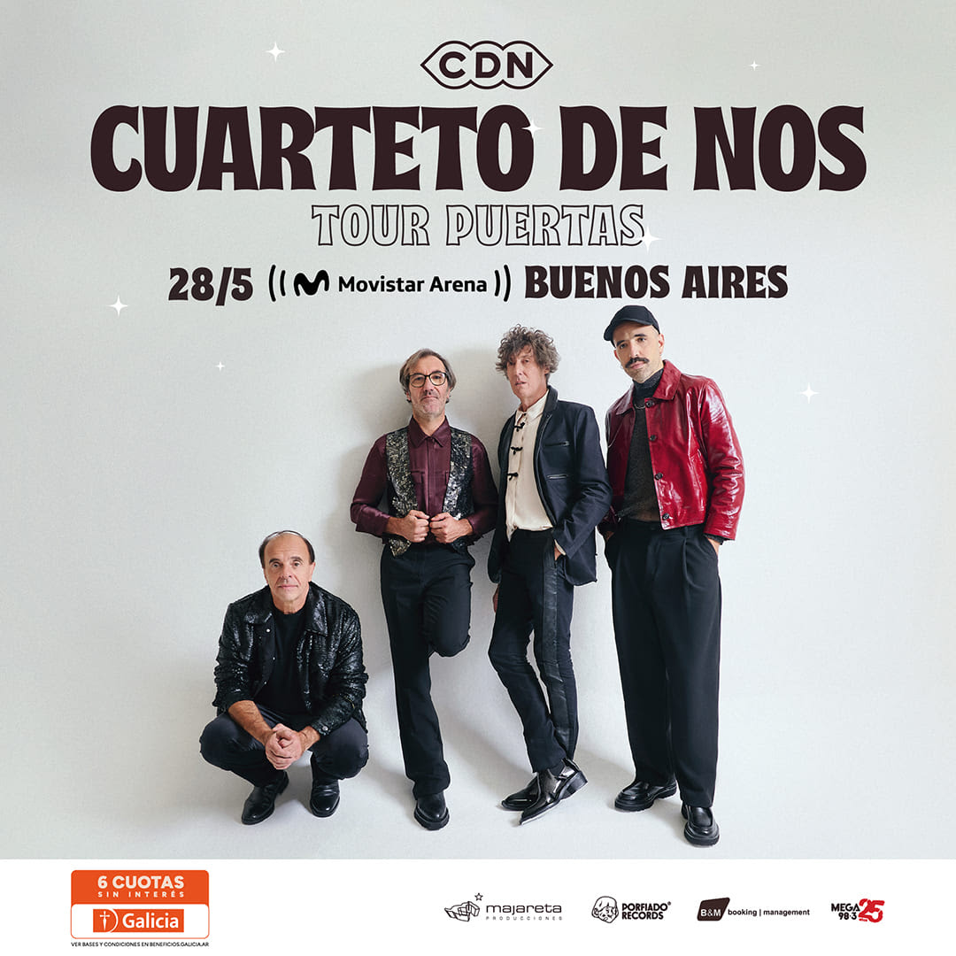 El Cuarteto de Nos en vivo presentando su disco “Puertas” durante su show en el Movistar Arena de Buenos Aires.