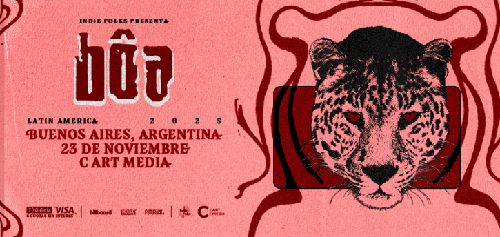 Flyer oficial del recital de Bôa en Buenos Aire