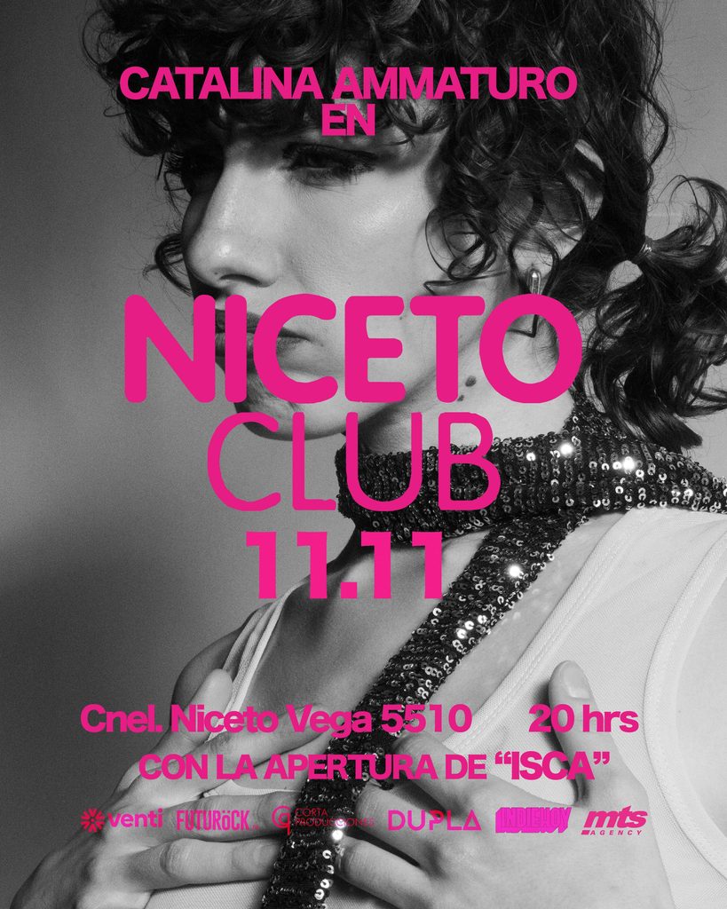 Flyer promocional de Catalina Ammaturo presentando su nuevo álbum I Just Wanna Make My Daddy Proud en Niceto Club el 11 de noviembre de 2026