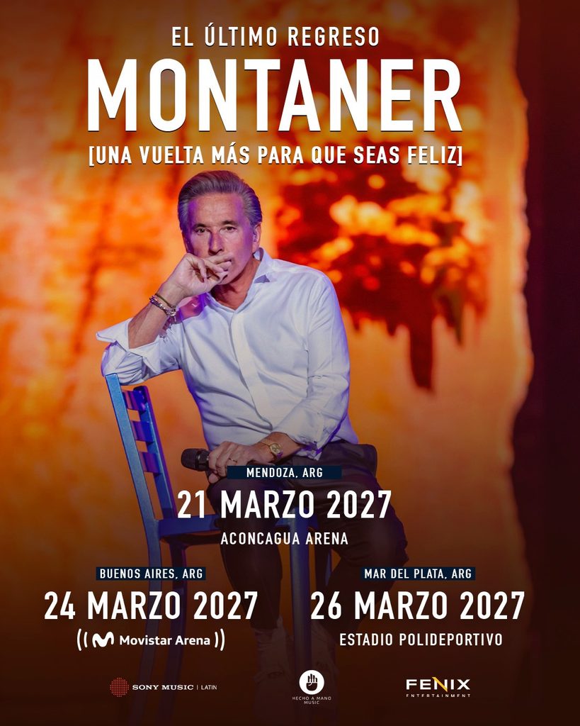 Flyer de Ricardo Montaner y su gira El Último Regreso en Argentina en marzo de 2027.
